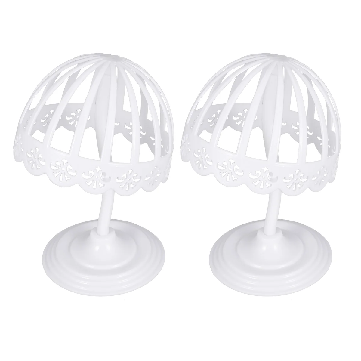 

2 Pcs 40CM Height 20CM Plastic Hat Display Rack Elastic Adjustable Showing Stand Tabletop Stand Hat Display Holder (White)