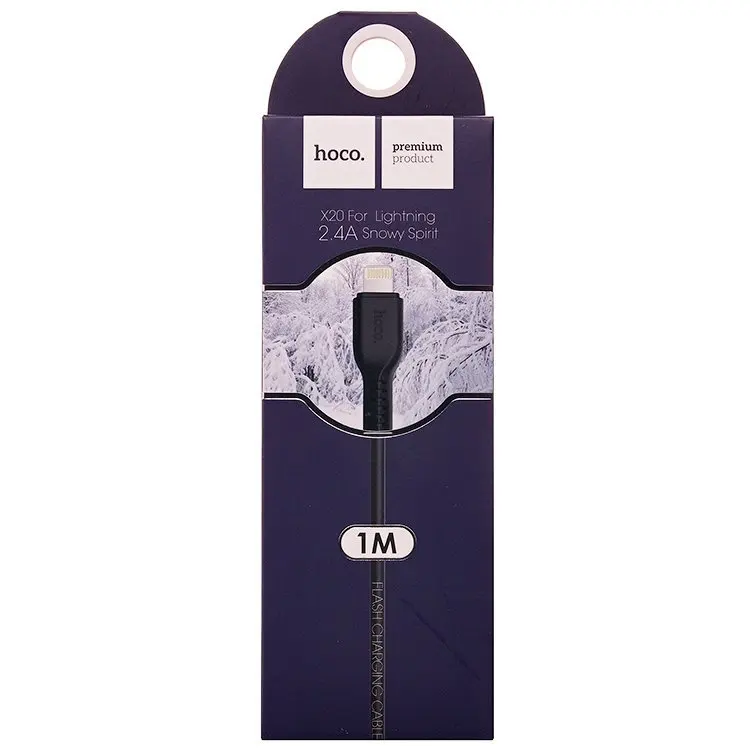 Кабель USB - lightning HOCO X20 1м силиконовый Black