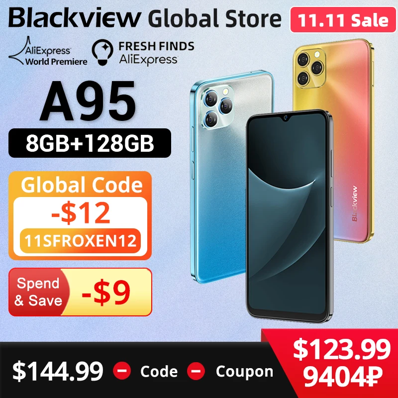Cena 【Światowa Premia】 Globalna Wersja Blackview A95 8GB + 128GB Smartphone MTK Helio P70 Octa Core 6.5