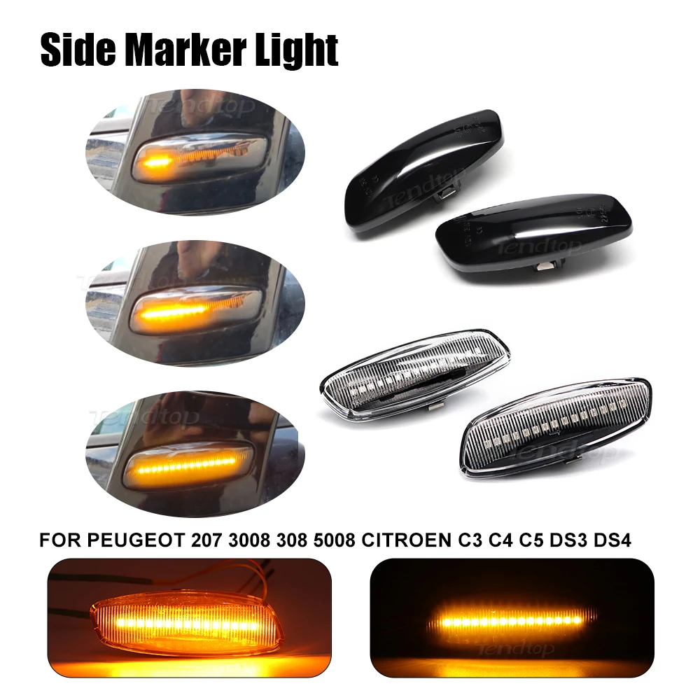 Dynamic Turn Signal Sequential Light Rearview Flashing Mirror Lamp For Citroen C4 Picasso C3 C5 DS4 Peugeot 308 207 3008 5011