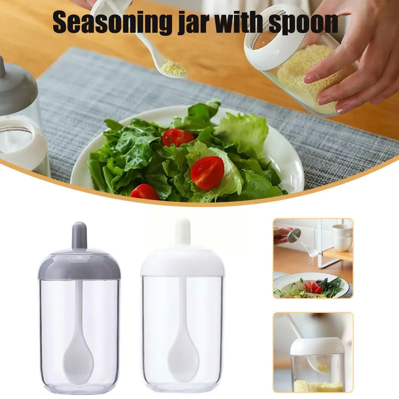 

Spice Jar Spoon Seasoning Bottle Salt Sugar Pepper Salsa Seasoning With Supplies Kitchen Accessories Transparent Powder Jar Spo