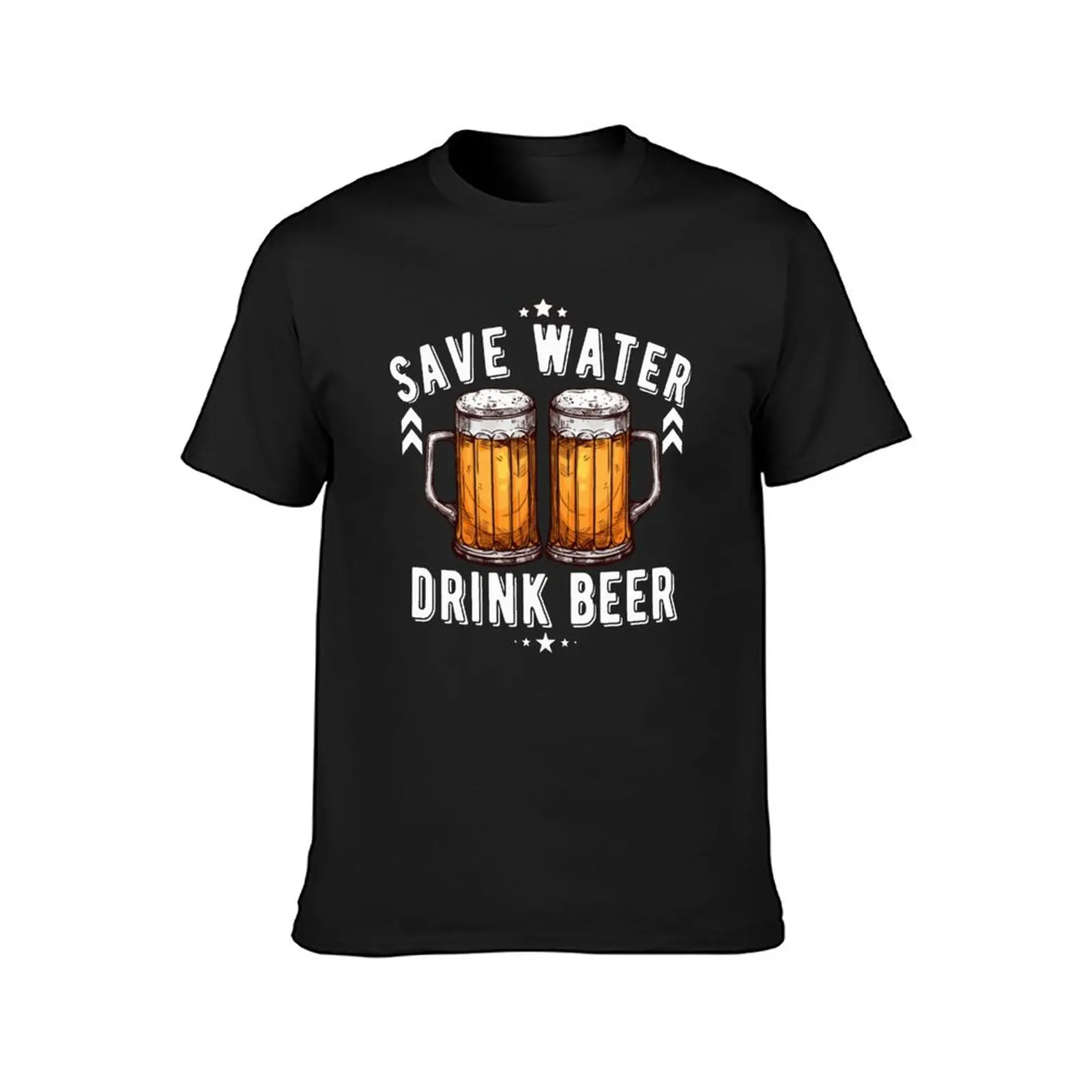 

Save Water Drink Beer T-Shirts Hobby Trendy T-Shirt O Neck Graphic 100% Cotton Tshirt Awesome Original Tee Male Big Size 4XL 5XL
