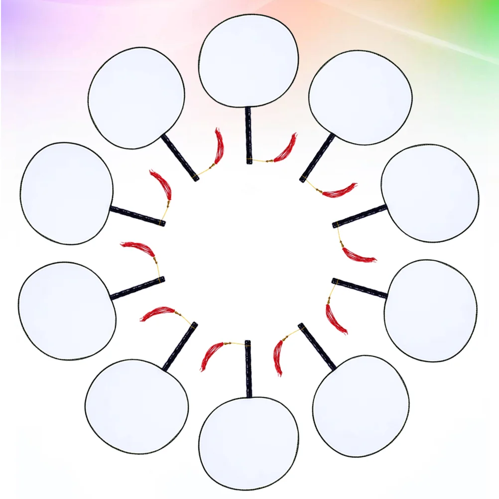 

10 Pcs Japanese Round Fan China Hand Fan White Drawing Paper Kids Blank Fans Decorate White Folding Fan Oriental Decor
