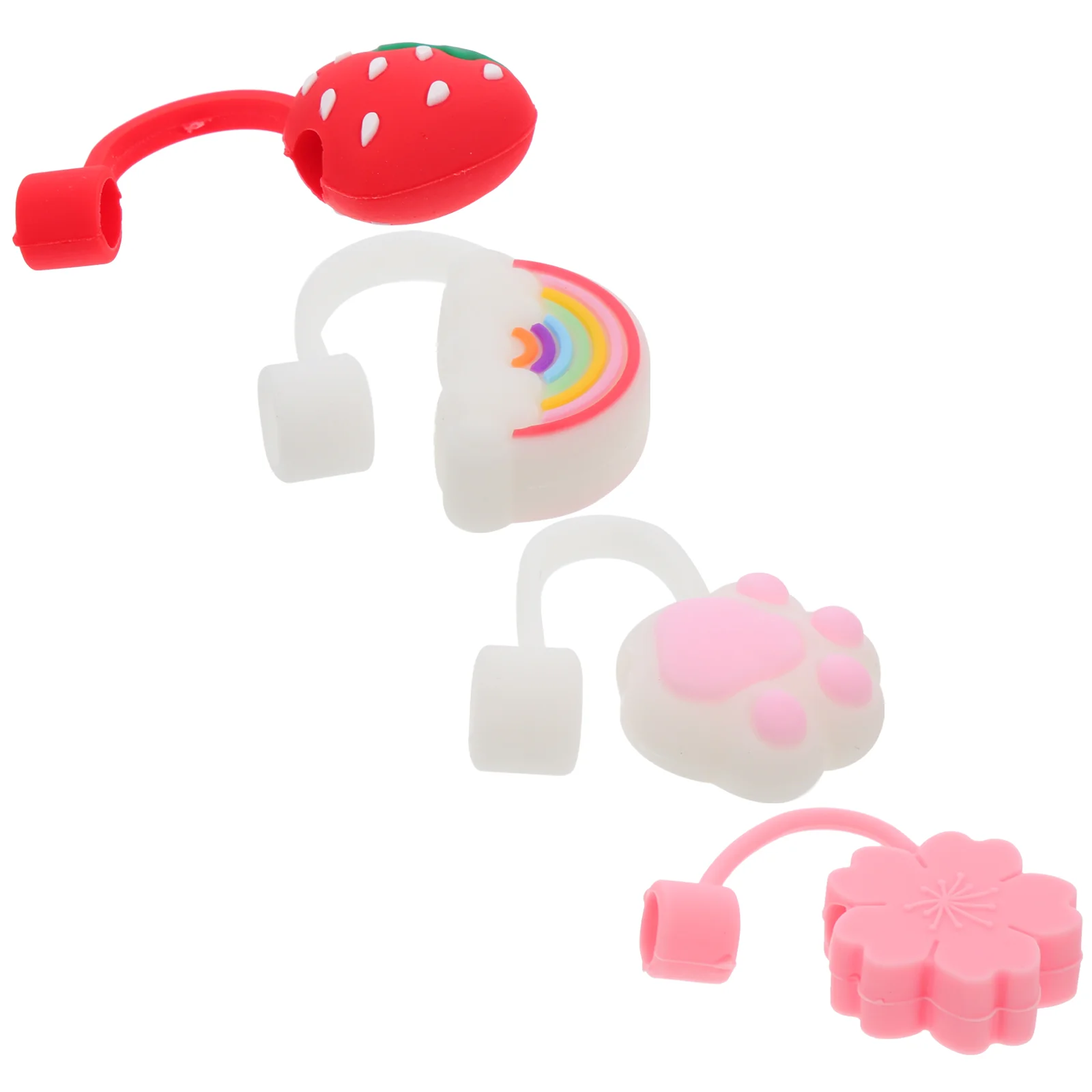 

Straw Cover Tips Drinking Cap Silicone Covers Reusable Cute Plugs Protector Plug Caps Tip Strawberry Straws Toppers Lids Dust