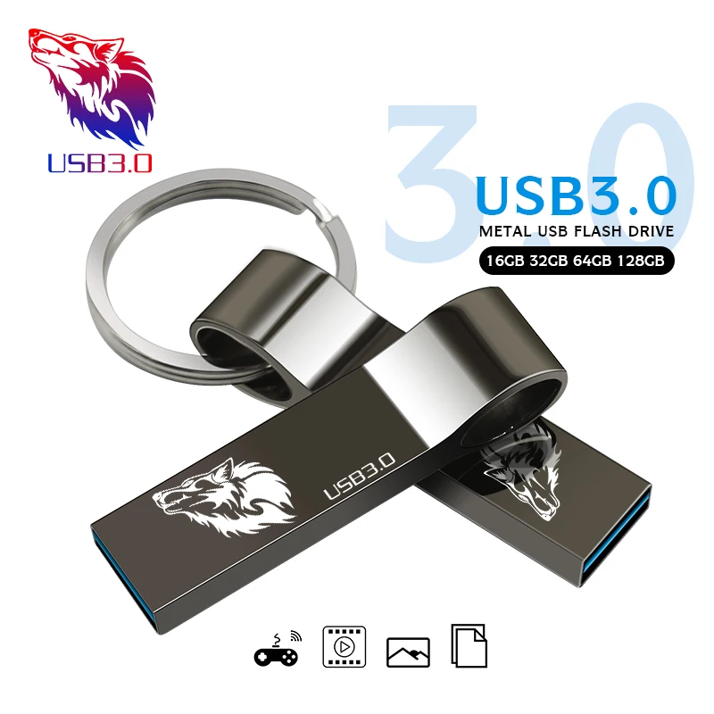 Chiavetta USB 3.0 ad alta velocità in metallo 32GB 64GB 128GB Pendrive chiavetta usb impermeabile 16GB memory Stick USB Flash Disk