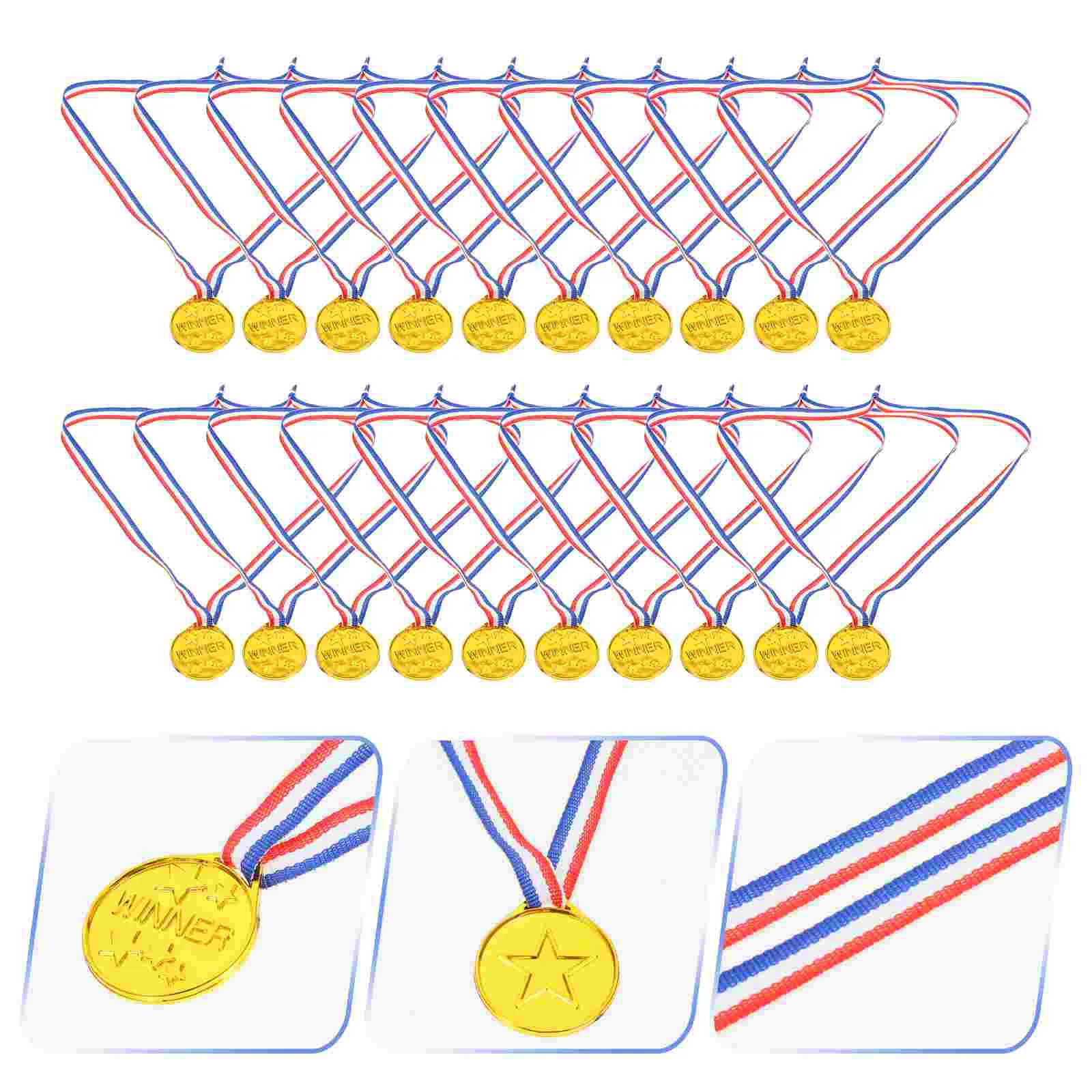 

20 Pcs Gift Ribbon Children's Medal Toys Kids Award Medals Competition Hanging Party Gifts Plastic Favors Soccer trophies