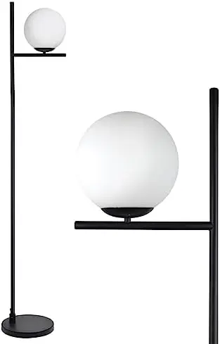 

Modern LED Sphere Floor Lamp-9W Frosted Glass Standing Lamps for bedroom, Energy Saving Mid Century Tall Pole Standing Accent l