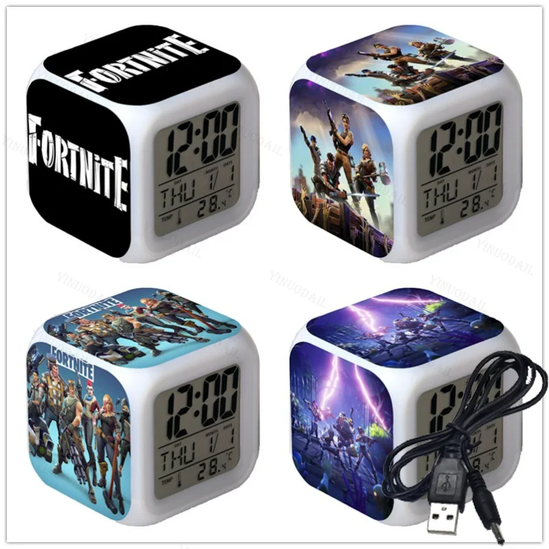 

Fortnite Alarm Clock LED Digital Led Clock Multi-Funtional Home Bedroom Kids LED Change Digital Glowing Alarm Children Gift