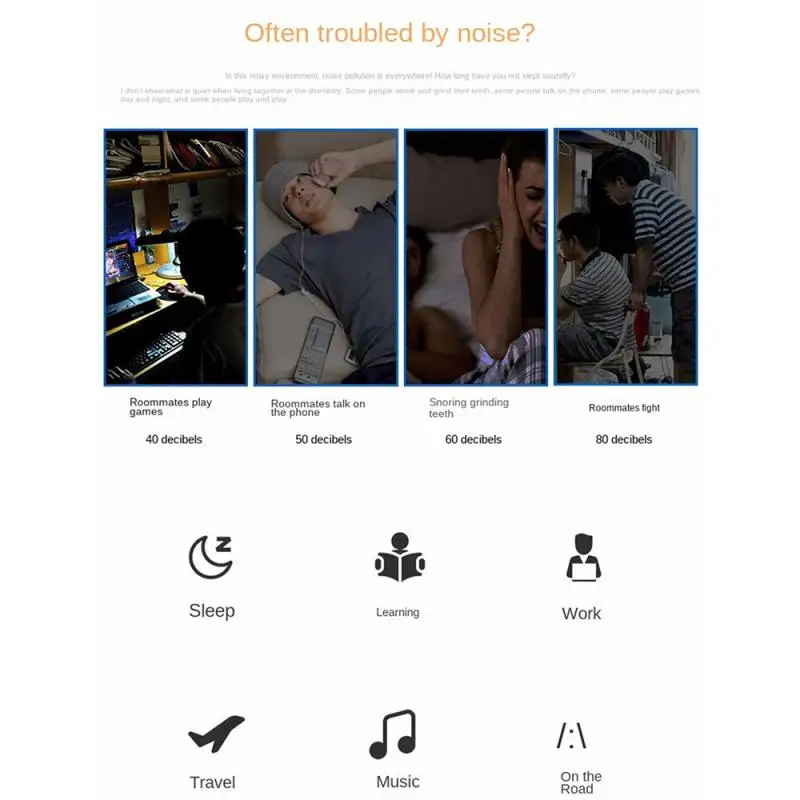 Скорость шумоподавления 25 дБ противошумные беруши прозрачный корпус