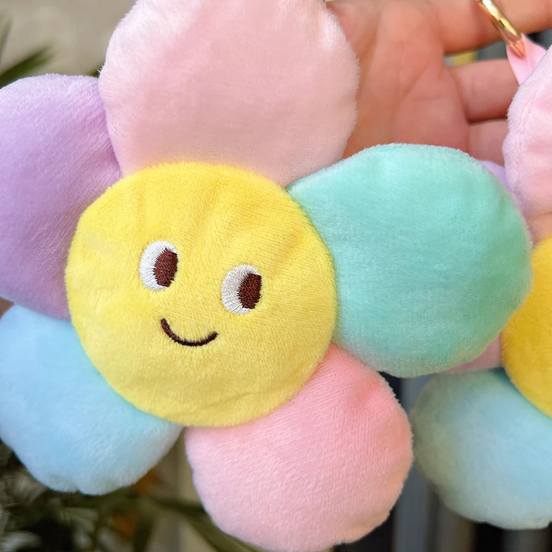 

15cm Sweet Smiley Plush Keychains Cute New Sunflower Plush Keychain Women Ladies Bag Pendant Accessories Keyring Gift