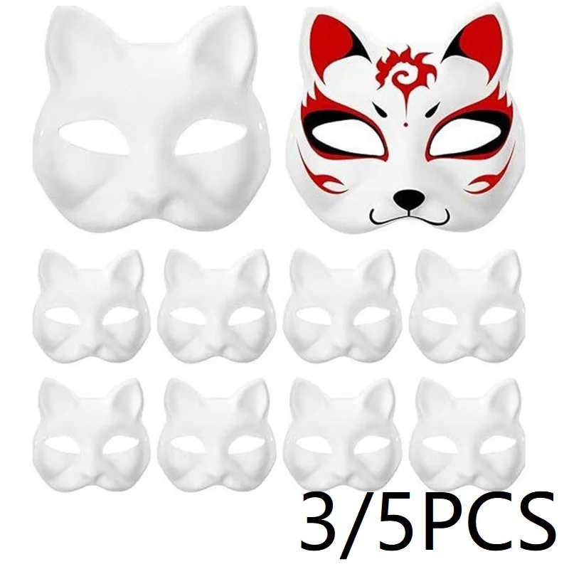 3/5 шт. маска кошки Therian Room Decor бумажная для поделок маски лисы MJ01