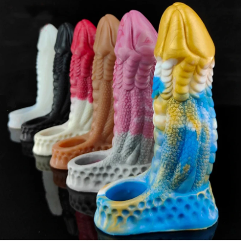 

Penis Extender FRRK Dragon Sleeve Fantasy Colorful Cock Sheath Silicone Male Condom Stretcher Dick Extension Sexy Toys for Men