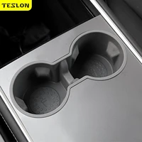 2022 upgraded tpe car cup holder for tesla model 3y card slot interior parts center console non slip water insert accessories