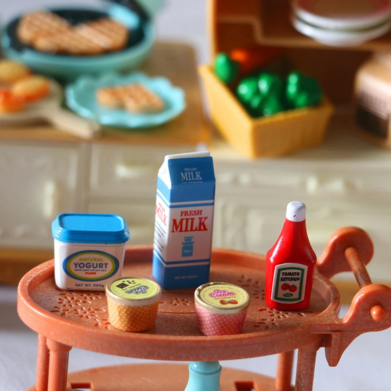 

5Pcs/Set 1:12 Dollhouse Miniature Food Tomato Sauce Iced Yogurt Mini Chocolate Sauce Ketchup Jam Dolls Kitchen Toy