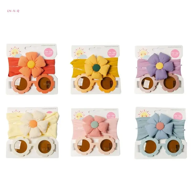 

Baby Flower Headband Floral Sunglasses 2pcs/set UV Protection Supplies