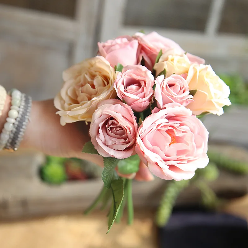 

Artificial Flowers Peony Bouquet 9 heads/ Branches Peonies Fake Flowers Silk Hydrangeas Flower For Home Decoration