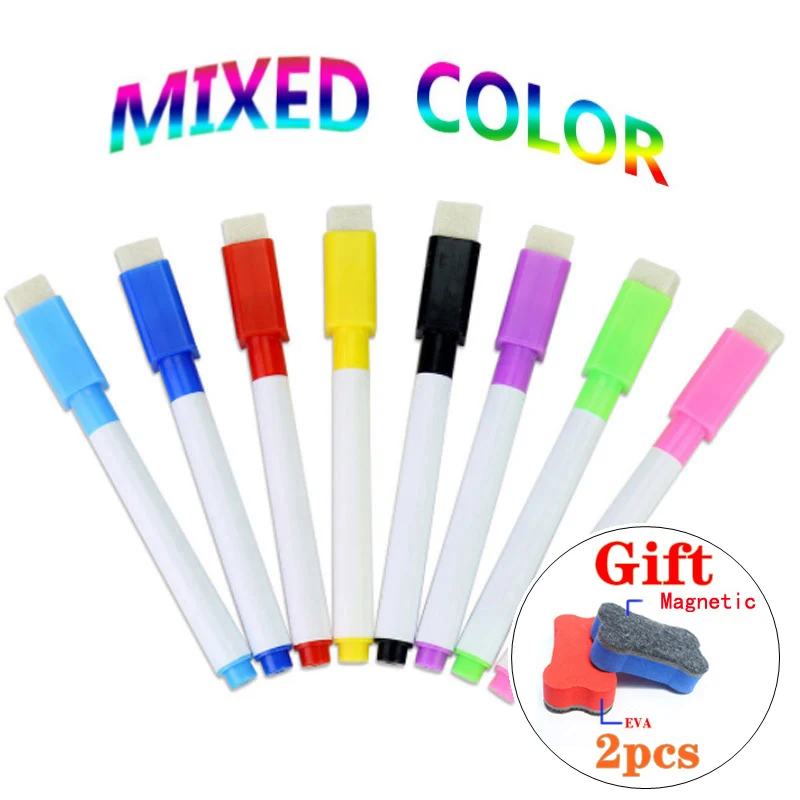 

40Pcs Colorful Whiteboard Marker Pen School White Board Dry-Erase Fine Nib Pen Kids with Eraser Rubber Magnetic Markers Writing