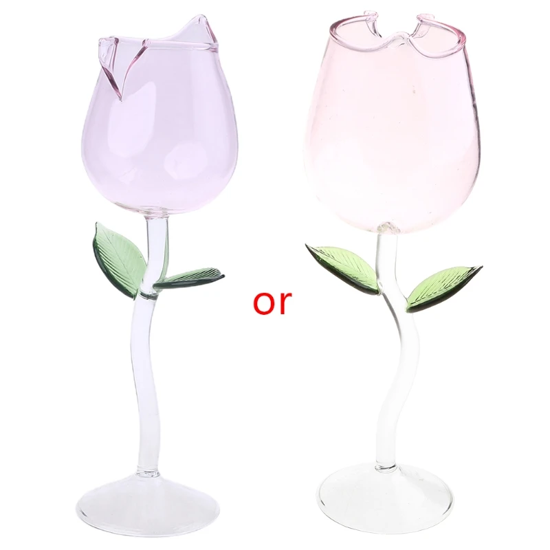 

Wine Glass Rose Flower Shape Goblet Lead-Free Red Wine Cocktail Glasses Home Wedding Party Barware Drinkware Great Dropship