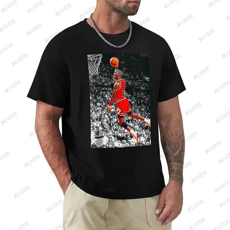 Футболка мужская оверсайз с принтом баскетбольных звезд из хлопка 2024