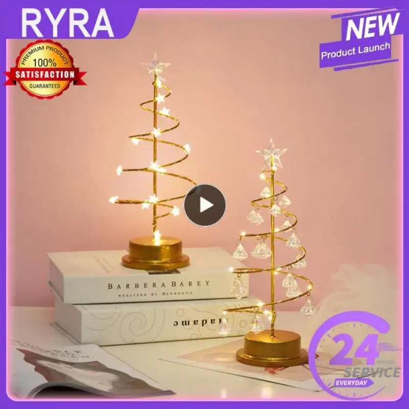 

LED Christmas Tree Table Lamp Battery Power Modern Crystal Desk Lamp Bedroom Living Room Decor Christmas Gift Table Lights
