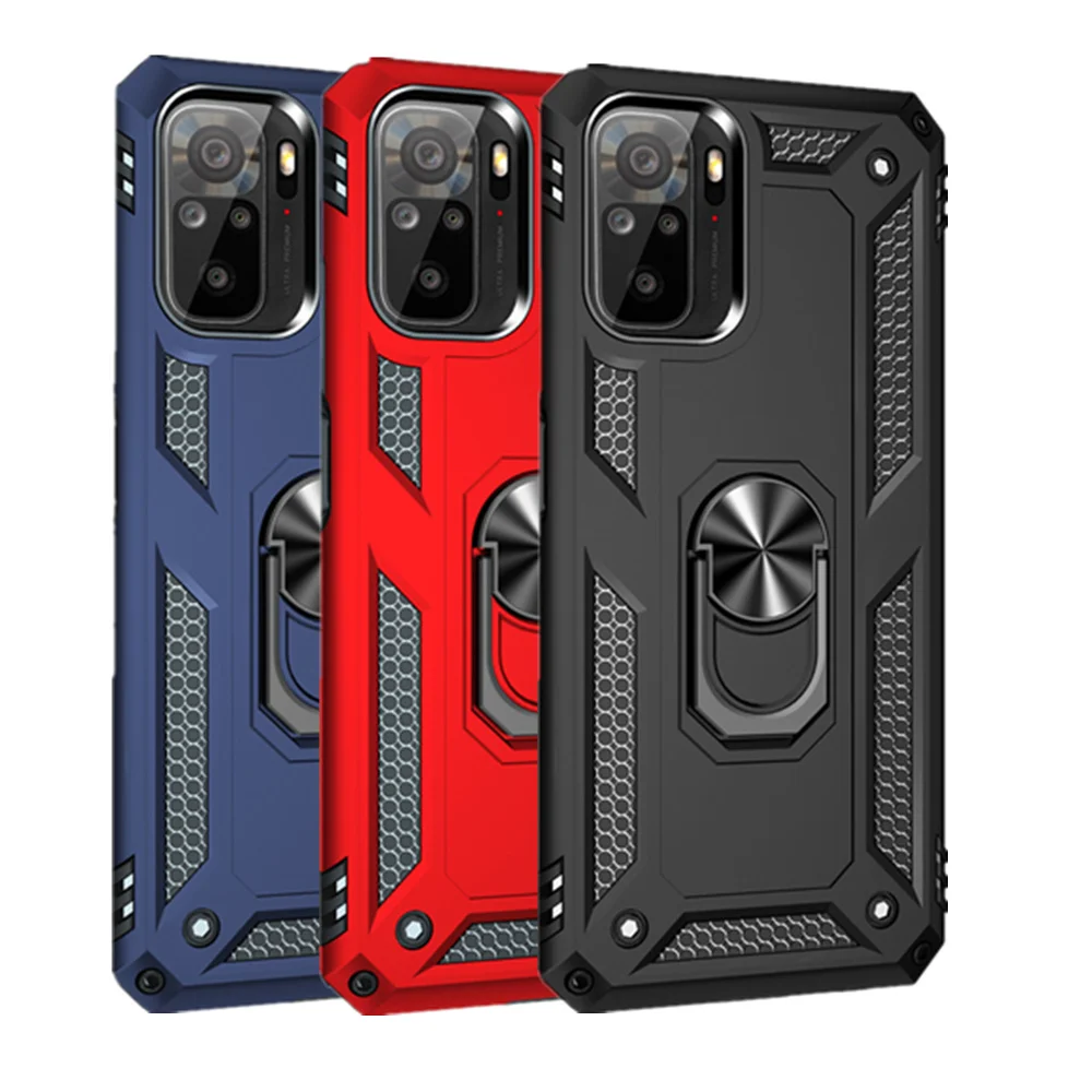 

Redmi Note 10s Funda Armor Rugged Car Magnetic Ring Holder Case For Xiaomi Redmi Note 10s 11 10 Pro Kickstand Protection Cover
