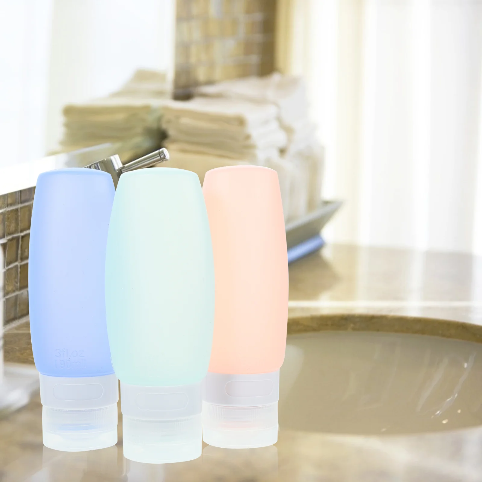 

3pcs Travel Bottles Toiletries Storage Containers Silicone Bottles for Lotion Shampoo(90ml)