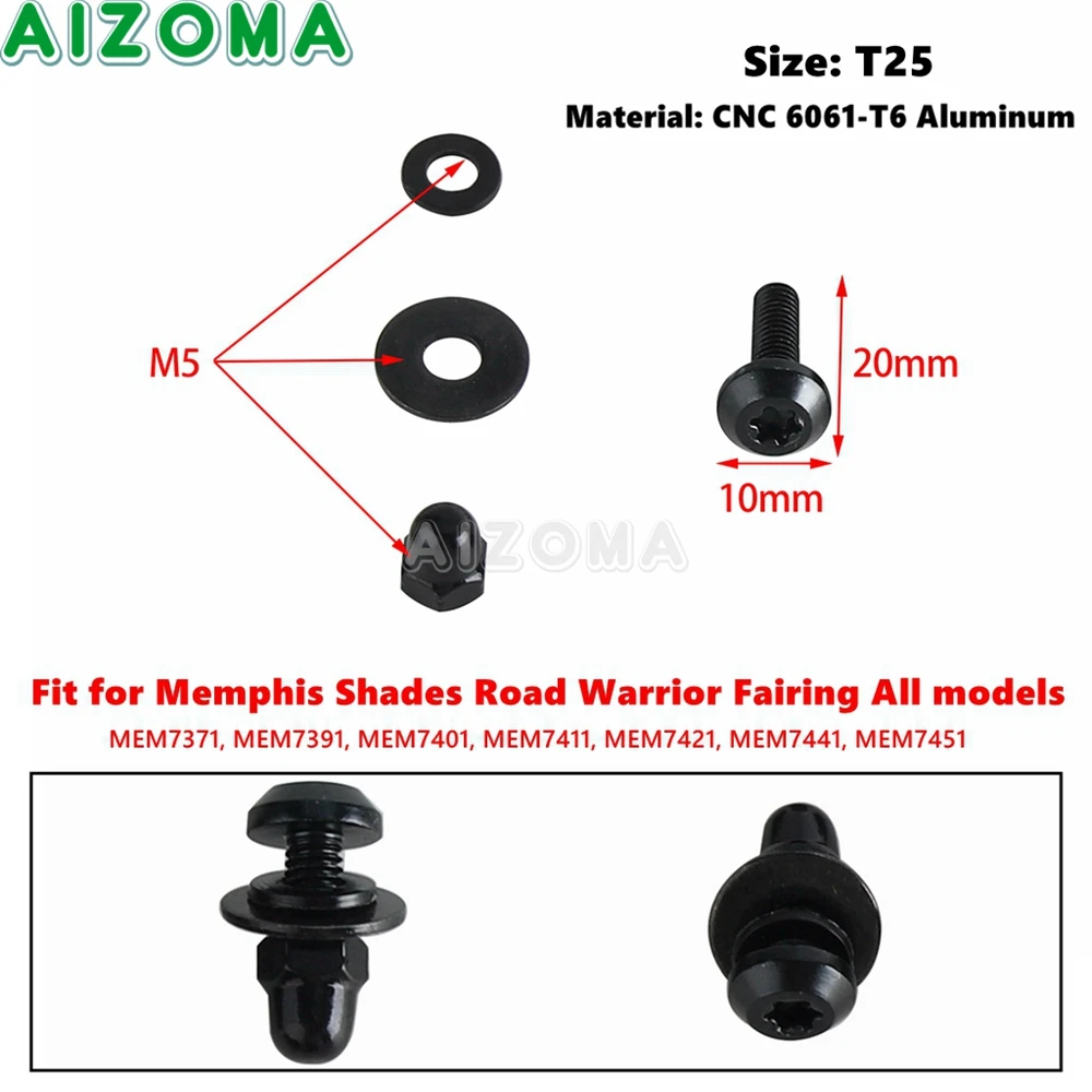 Болты для лобового стекла мотоцикла CNC T25 винты аксессуары Harley Road Warrior Fairing MEM 7371 7391