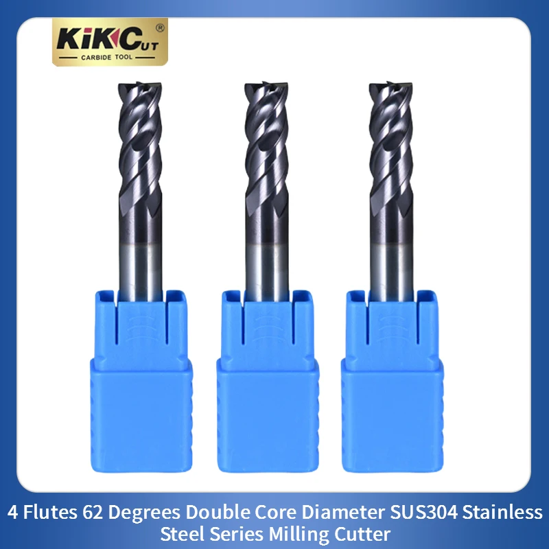 4 Flutes 62 Degrees Double Core Diameter SUS304 Stainless Steel Series Titanium Alloy CNC Machine Tool Special Milling Cutter