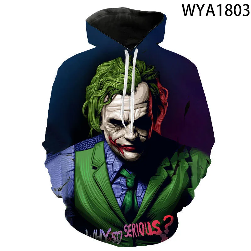 Толстовка с капюшоном для мальчиков и девочек Модный свитшот 3D принтом Джокер 2