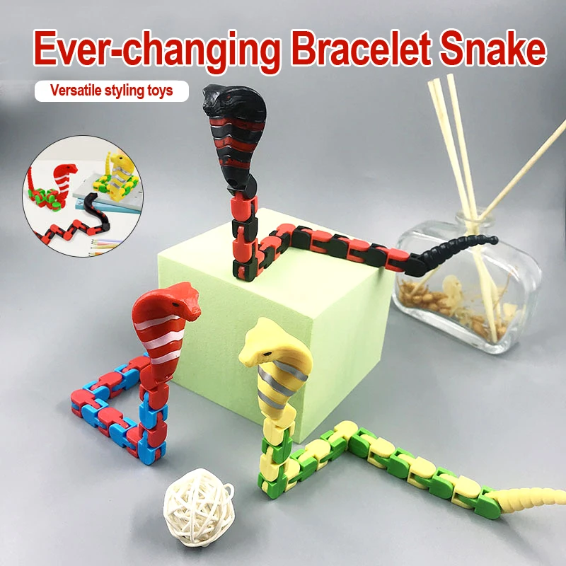 

3PCS Anti-Stress Toy Variable Bracelet Snake Decompression Chain Variable Folding Funny Children's Gift Toy Color Random J141