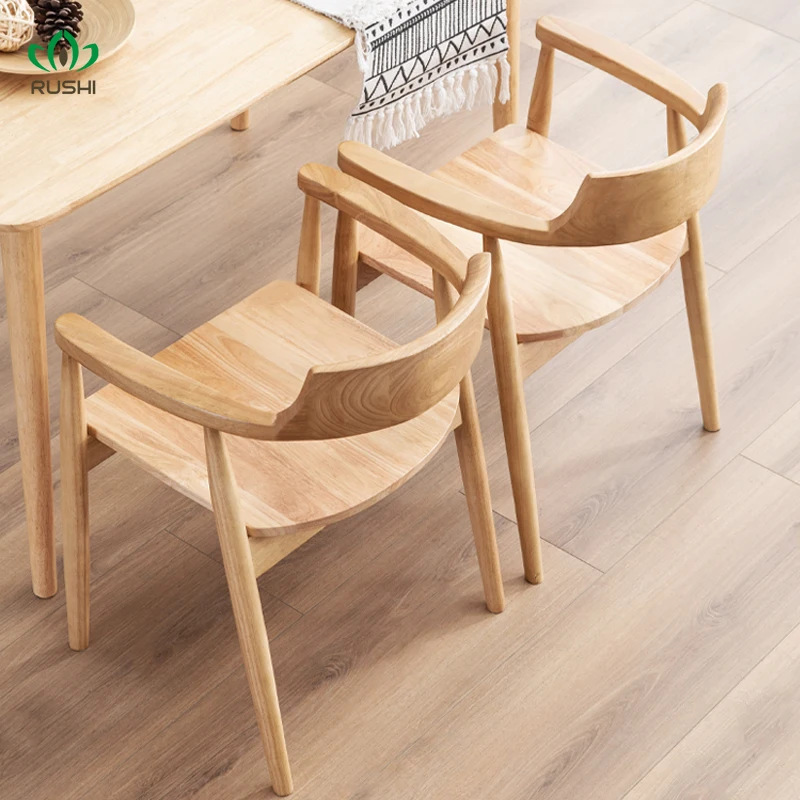 

Solid Wood Dining Chair Household Minimalist Modern Log Hiroshima Chair Leisure Milk Tea Shop Coffee Shop Design Desk Chair