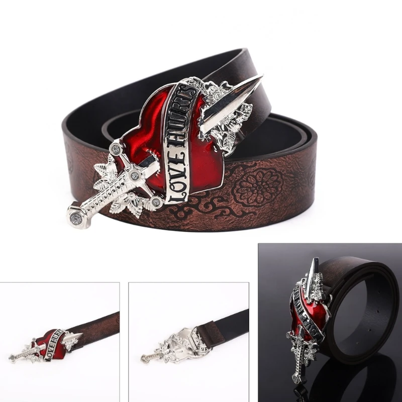 

Punk Teens Man Waist Belt Jeans Adjustable Belt for Dress Skirt Coat Decors D5QB