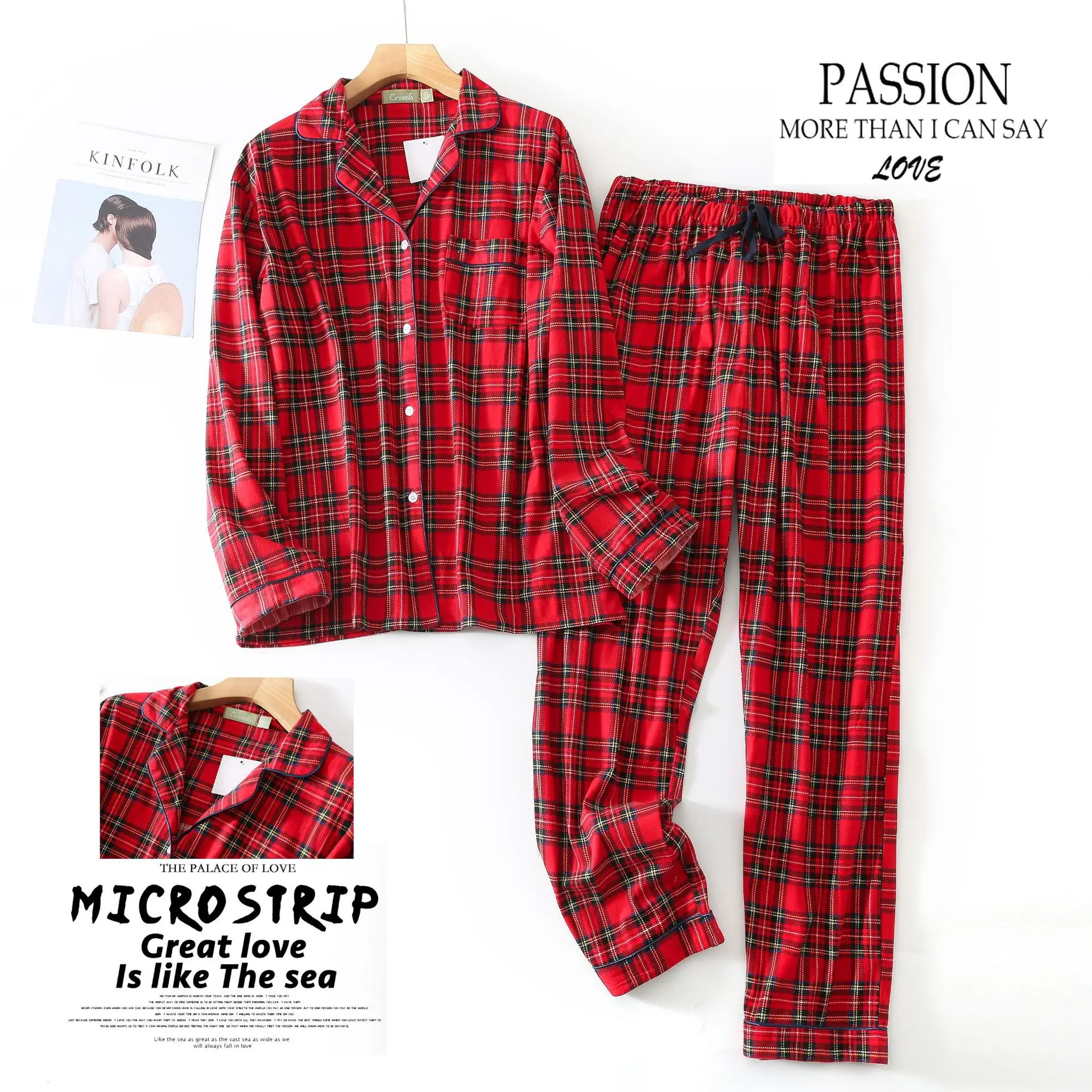 Ladies Knitted Flannel Pajamas Long Sleeve Pants Autumn And Winter Home Clothing Set Womens Pajamas Sleepwear Pajama Set