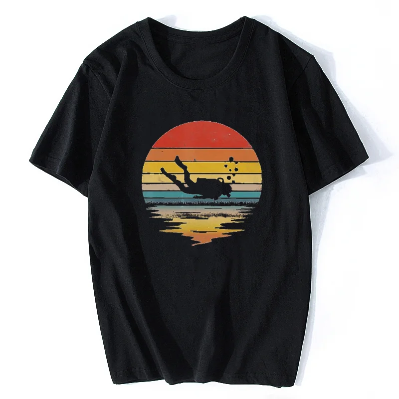 

Vintage Scuba Diving Tshirt Men Cotton Scuba Diver Camisas T Shirt Dive Lover Tee Short Sleeve Tshirt Harajuku Streetwear