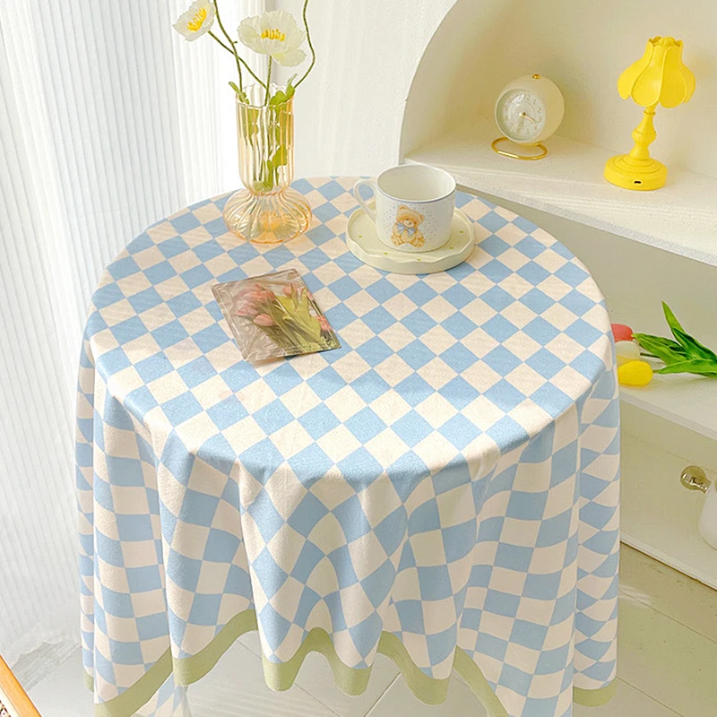 

Dining Vintage Tablecloth Table Ins Desk Plaid Home Desk Simple Decor Background Cloth Table Mat Cloth Cover Checkerboard Cafe