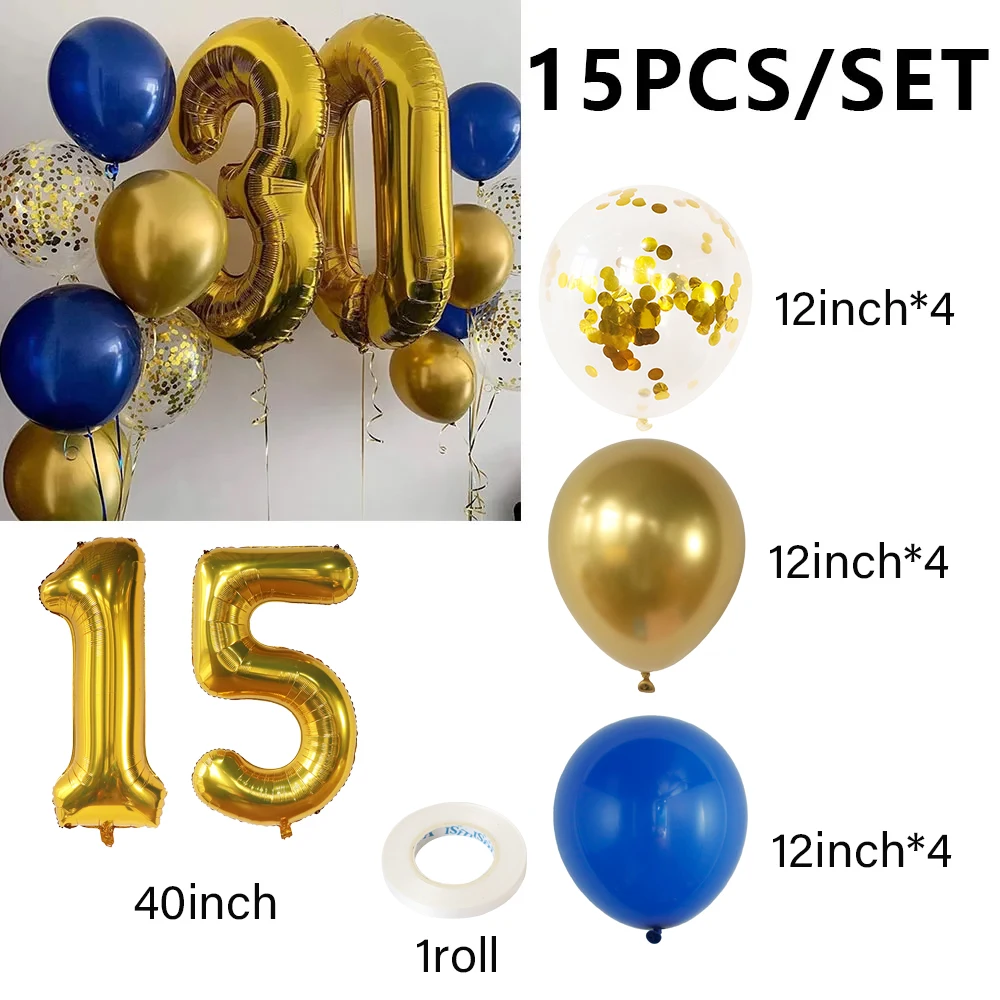 

Шары гелиевые из фольги с цифрами, 40 дюймов, 15 шт.