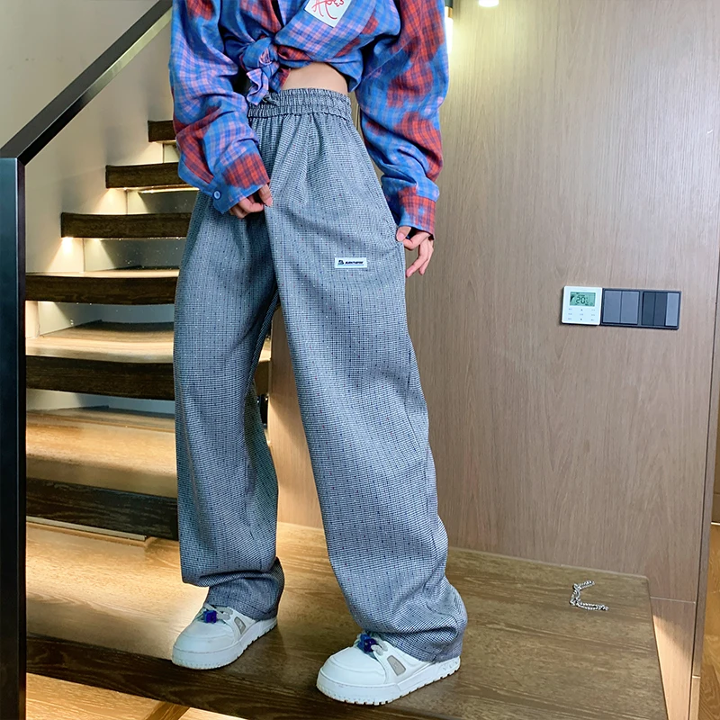 

Брюки мужские с широкими штанинами, мешковатые удобные штаны с эластичным поясом в Корейском стиле, уличная одежда, брендовые серые штаны в стиле Харадзюку Y2k