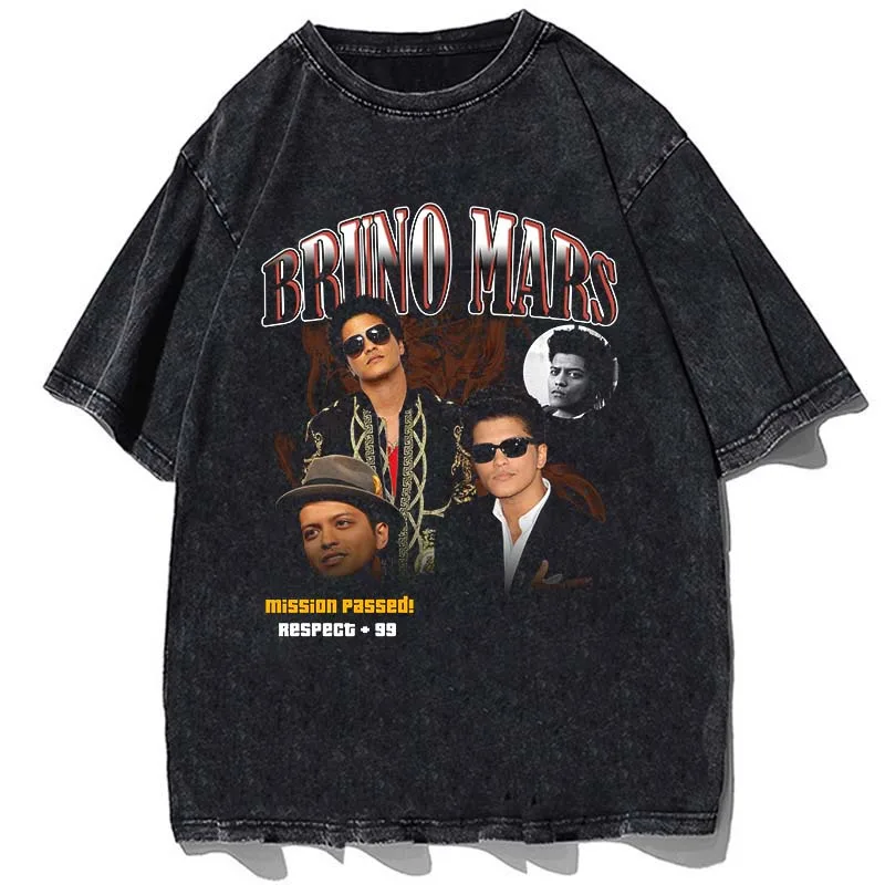 

Singer Bruno Mars T-shirt Hip Hop Streetwear Tshirt Oversize Vintage T Shirt Harajuku Black Tshirt Summer Cotton Tops Tees