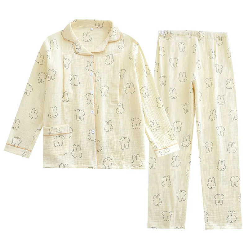 Pajamas for Woman Spring and Autumn Confinement Clothes with Turn-down Collar Summer Thin Cardigan Maternity Home Soft Sleepwear