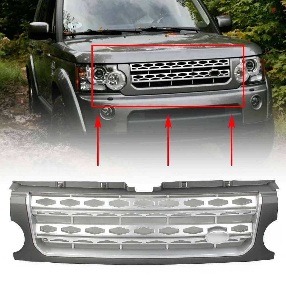 

Car Front Racing Grille Honey Comb Mesh Grill For Land Rover Discovery 3 LR3 L319 2005 2006 2007 2008 2009 Grey Silver