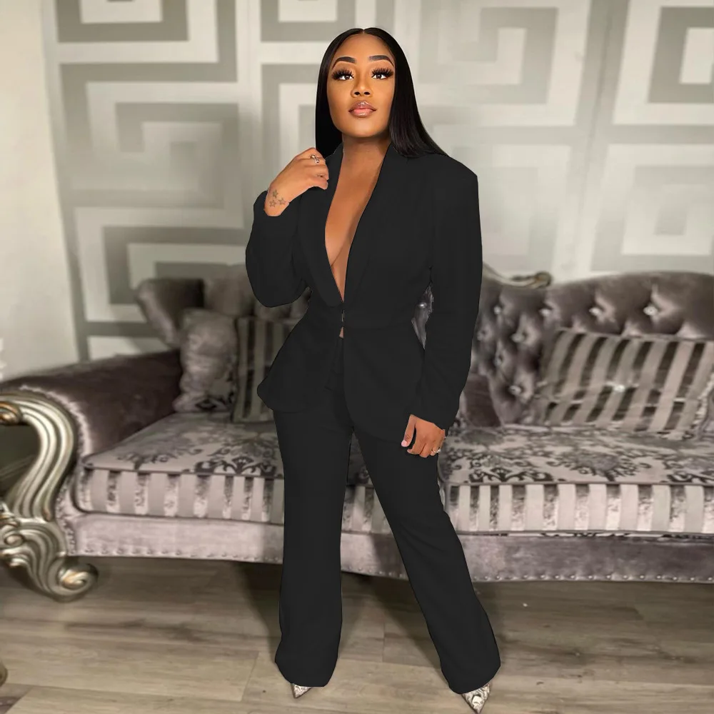 Модный женский маленький костюм пальто с длинным рукавом и отложным воротником