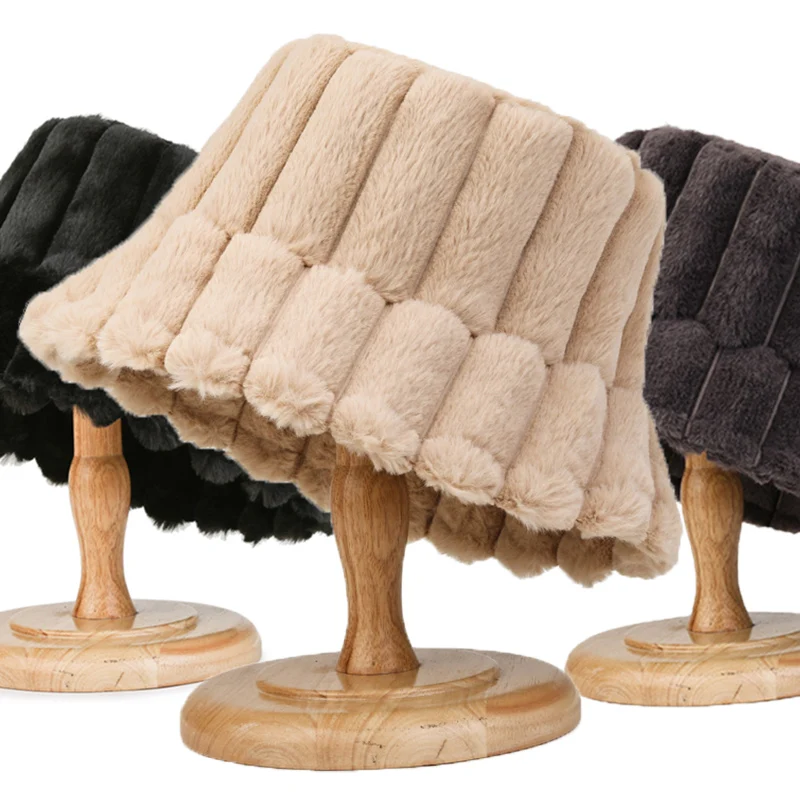 Женская плоская Панама в полоску шапка из меха кролика теплая зимняя шапки для