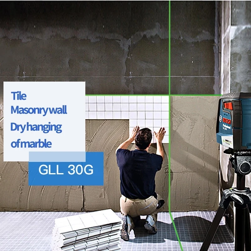 Профессиональный лазерный уровень Bosch GLL30G нивелир с 2 линиями зеленого лазера для