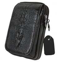 men leather crocodile grain pattern vintage cellmobile phone cover case skin hip belt bum fanny pack waist bag pouch