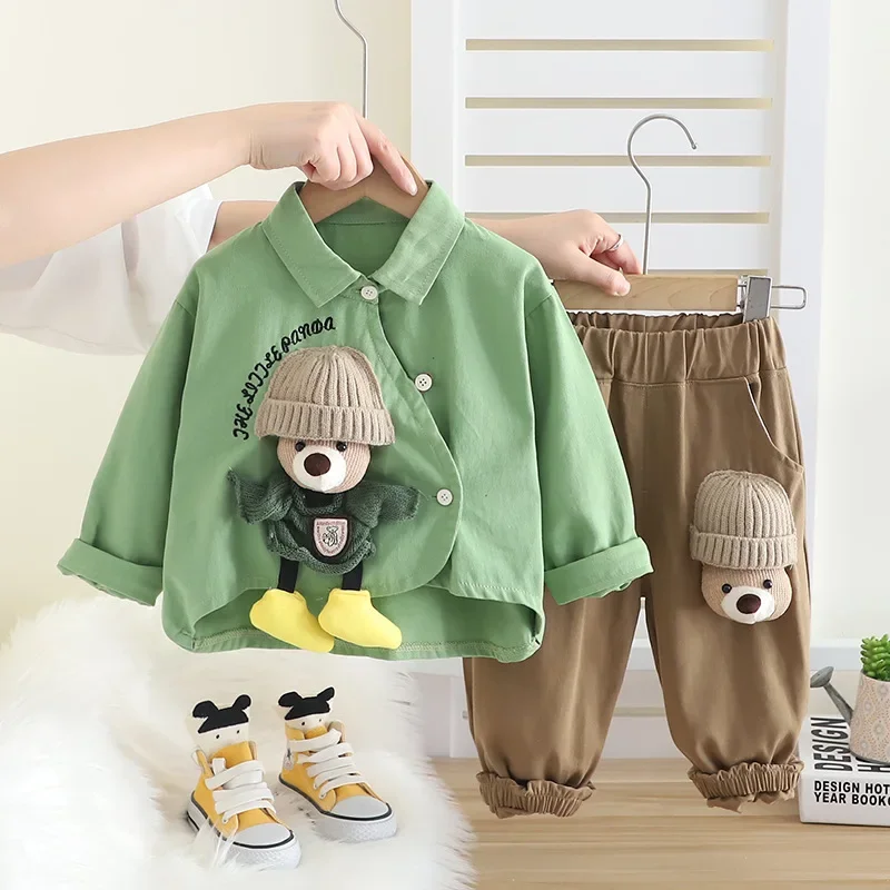 Новая осенняя одежда для малышей детская рубашка с длинными рукавами и брюками