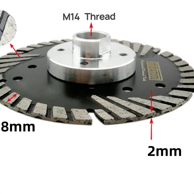1 шт., 125 мм, алмазное турболезвие с наклонными защитными зубьями, пильное полотно для гранита, мрамора, бетона, режущий диск M14, резьба