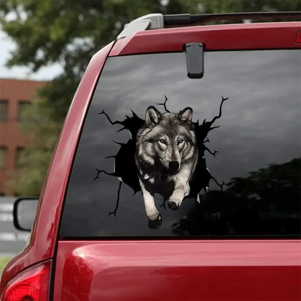 Подарок для океана, волк, автомобильные наклейки, дикие животные, автомобильные наклейки, Реалистичная фотография для окон автомобиля, серия стен