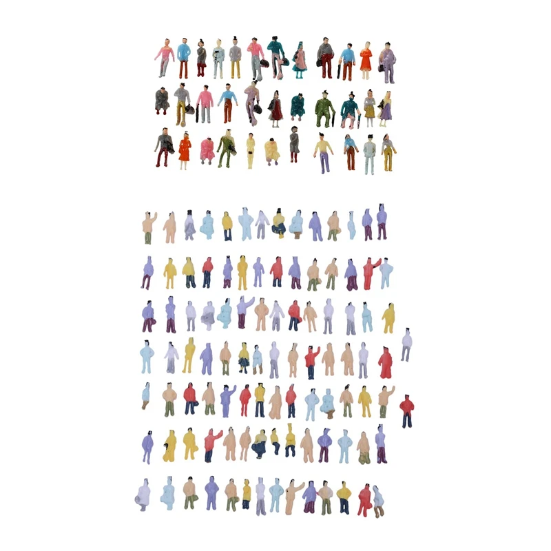 

200Pcs Painted Model Train Passenger People Figures Scale 1:150 - 100Pcs 8-11Mm & 100Pcs 10-13Mm