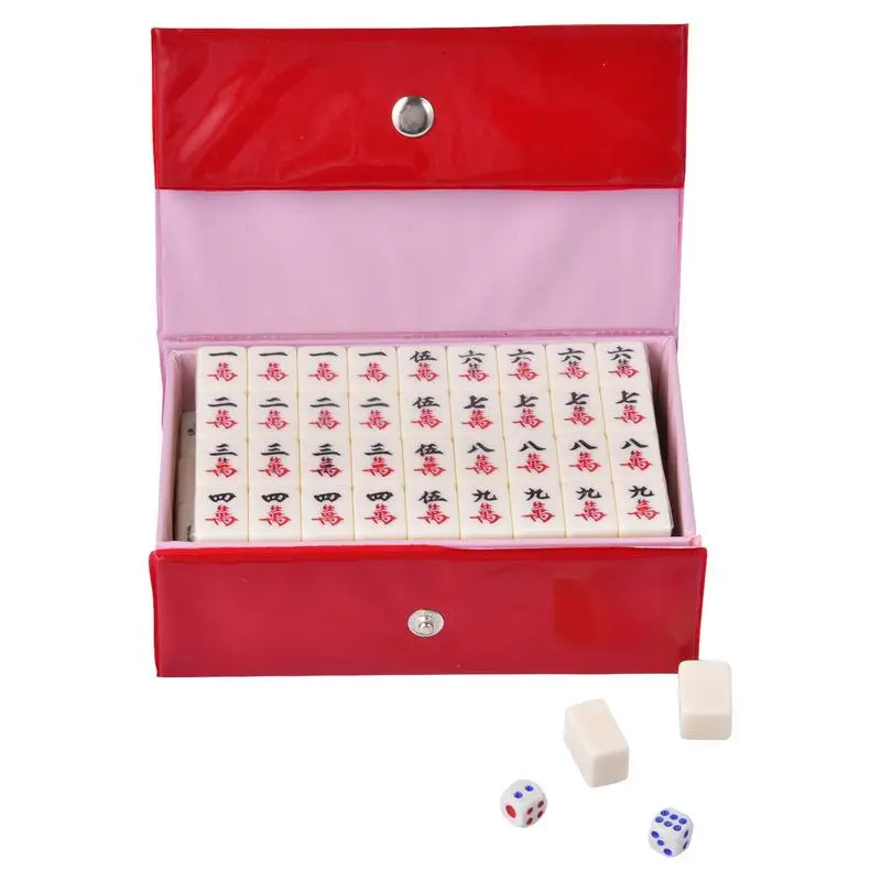 

Набор игр для Маджонга 144 шт., мини-плитка для Маджонга, традиционные китайские маджианские настольные игры для семьи с кубиками для 4