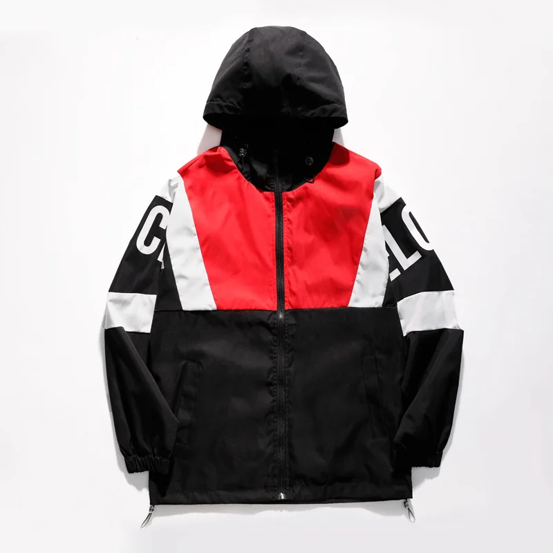 

Модная куртка с прострочкой контрастных цветов, Мужская Корейская куртка на весну и осень, молодежная ветровка